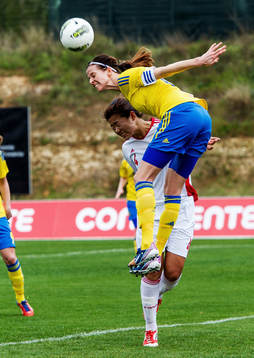 Lotta Schelin, Sverige, i nickduell med LI JIAYUE, Kina