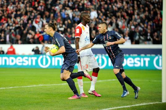 Joie de Zlatan IBRAHIMOVIC / Jeremy MENEZ - 09.03.2013 -