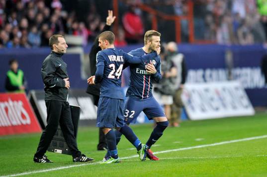 David BECKHAM / Marco VERRATTI - 09.03.2013 - Paris Saint