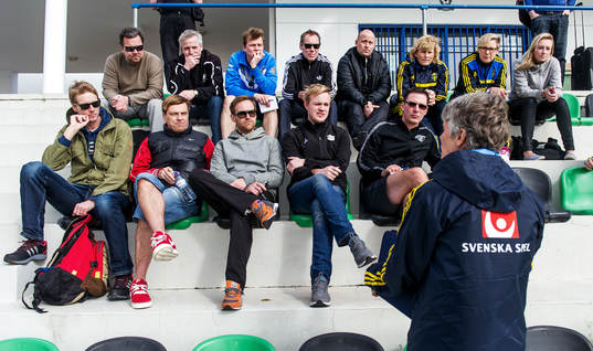 Pia Sundhage, förbundskapten, Sverige, håller föredrag