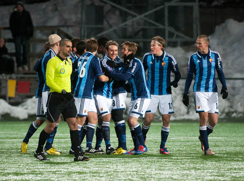 Djurgården-spelarna jublar