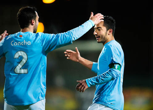 Matias Concha och Jiloan Hamad, Malmö FF, jublar