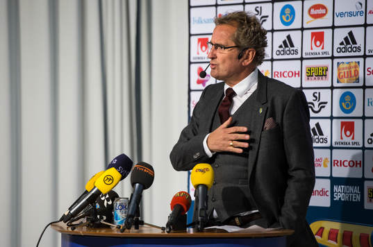 Presskonferens med Erik Hamrén, förbundskapten, som
