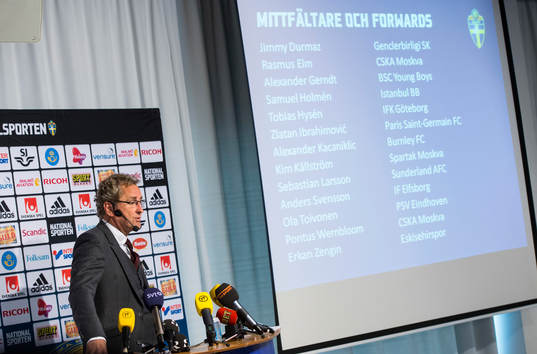 Presskonferens med Erik Hamrén, förbundskapten, som