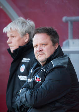 Kalle Björklund och Roar Hansen, tränare, Helsingborg