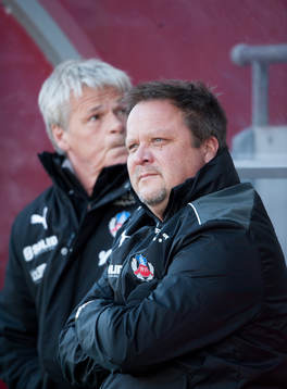 Kalle Björklund och Roar Hansen, tränare, Helsingborg