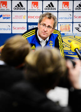 Förbundskapten Erik Hamrén på presskonferens i Stockholm