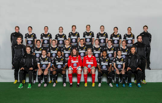 Bak fr.v. Malin Skoog, Katrín Jónsdóttir, Emma Berglund,