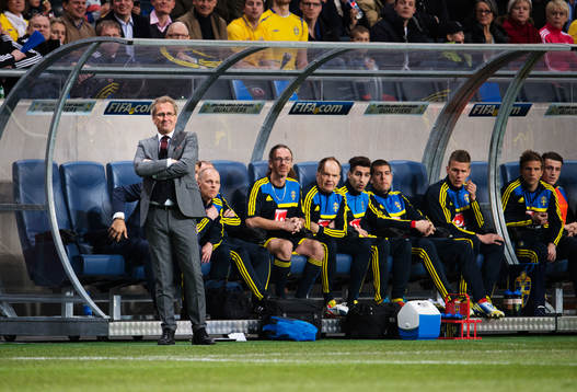 Erik Hamrén, förbundskapten Sverige, framför