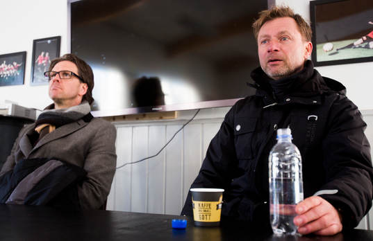 Rikard Norling, tränare Malmö FF, och Peter Gerhardsson,