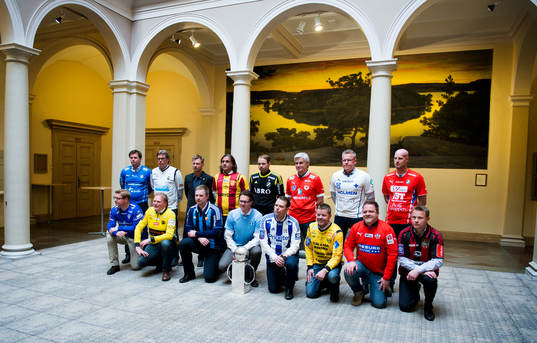 Lagbild på de allsvenska tränarna 2013, från vänster