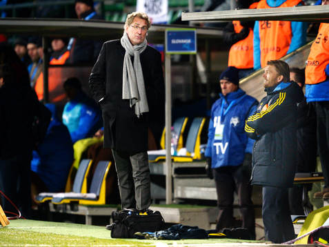 Erik Hamrén, förbundskapten Sverige och Marcus Allbäck,