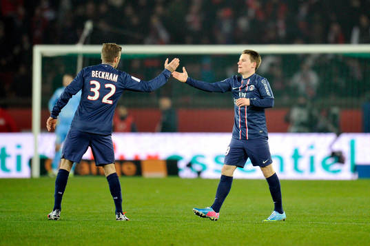 Joie de David BECKHAM / Kevin GAMEIRO - 29.03.2013 - Paris