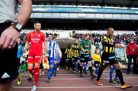 Lagen tågar ut innan matchen, John Alvbåge, målvakt, IFK