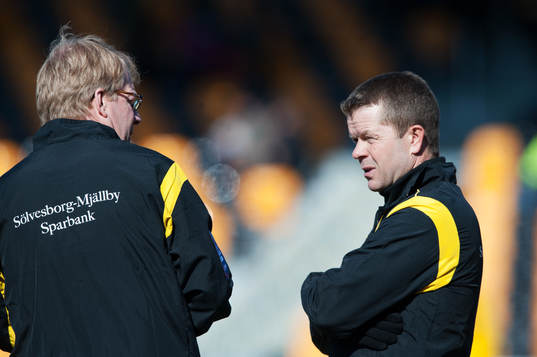 Lars Jacobsson och Anders Torstensson, tränare, Mjällby