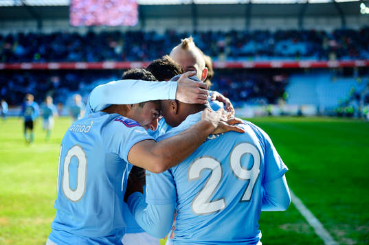 Tokelo Rantie, Malmö FF har precis gjort 1-0. Blir