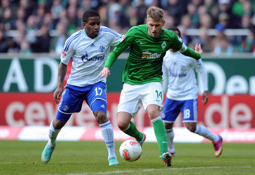 v.l. Jefferson Farfan, Aaron Hunt (Bremen)