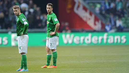v.l. Aaron Hunt, Marko Arnautovic (Bremen)
