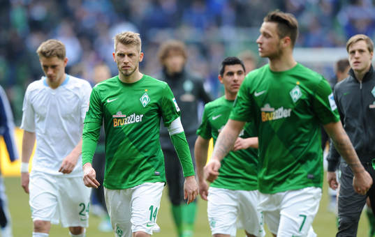 v.l. Nils Petersen, Aaron Hunt, Marko Arnautovic (Bremen)