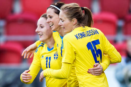 Antonia Göransson, Lotta Schelin och Emmelie Konradsson,