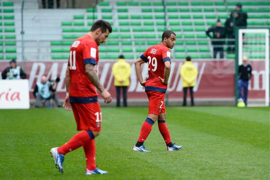 Ezequiel LAVEZZI / Lucas MOURA - 13.04.2013 - Troyes / PSG