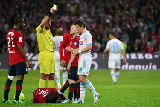 Carton jaune Joey BARTON - 14.04.2013 - Lille / Marseille