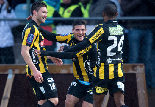 Moestafa El Kabir, Häcken, gör 3-0, jubel Tibor Joza,