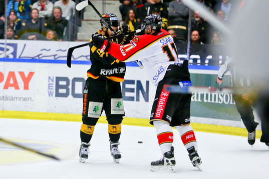 Pavel Skrbek crosscheckar Bud Holloway i ansiktet