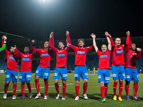 Helsingborg-spelarna jublar