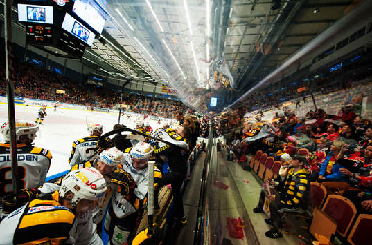Jubel på Skellefteås bänk när laget firar SM-guld 2013