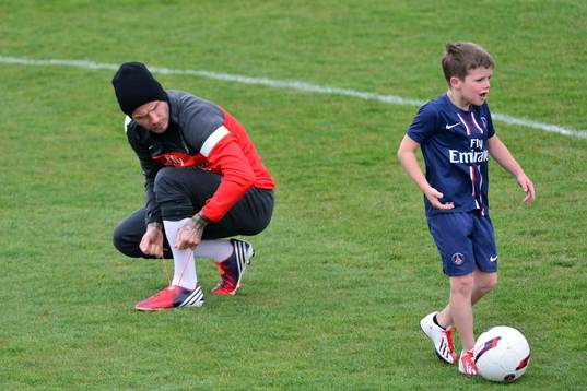David BECKHAM / Cruz BECKHAM - 19.04.2013 - Entrainement du