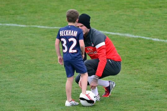 David BECKHAM / Cruz BECKHAM - 19.04.2013 - Entrainement du