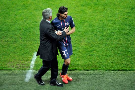 Carlo ANCELOTTI / Javier PASTORE - 21.04.2013 - Paris Saint