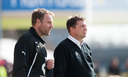 Torbjörn Arvidsson och Jens Gustafsson, tränare, Halmstad