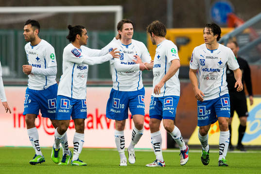 Gunnar Heidar Thorvaldsson kvitterar för Norrköping, 1-1.
