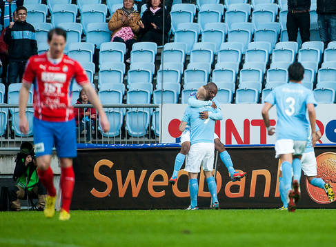 Tokelo Rantie, och Magnus Eriksson, Malmö, jublar