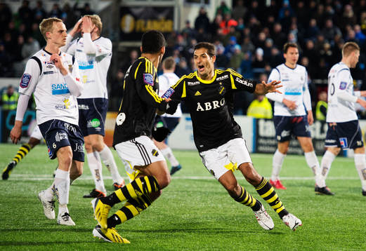 Celso Borges, AIK, jublar i samband med 1-2-målet
