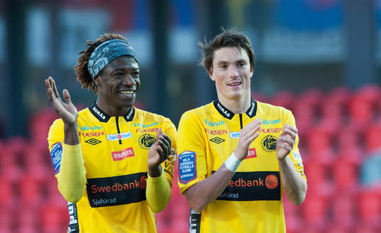 Målskyttarna Mohamed Bangura och Lasse Nilsson, Elfsborg