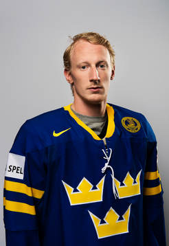 Inför VM i ishockey så poserar Simon Hjalmarsson,