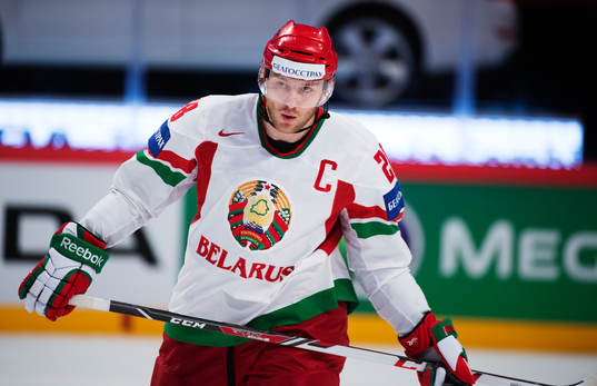 Vitrysslands Konstantin Koltsov i matchen mellan Tjeckien