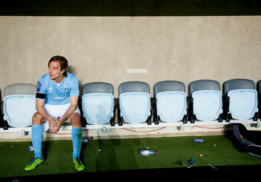 Markus Halsti, Malmö FF, deppar på bänken