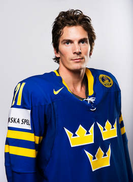 Under ishockey-VM så poserar Loui Eriksson, Sverige, för