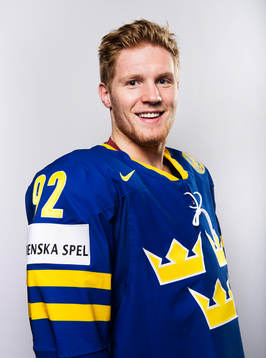 Under ishockey-VM så poserar Gabriel Landeskog, Sverige,