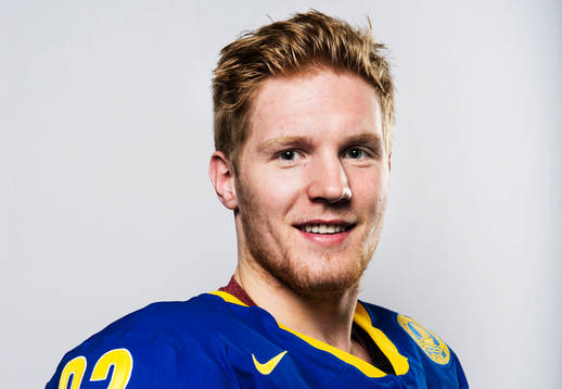 Under ishockey-VM så poserar Gabriel Landeskog, Sverige,
