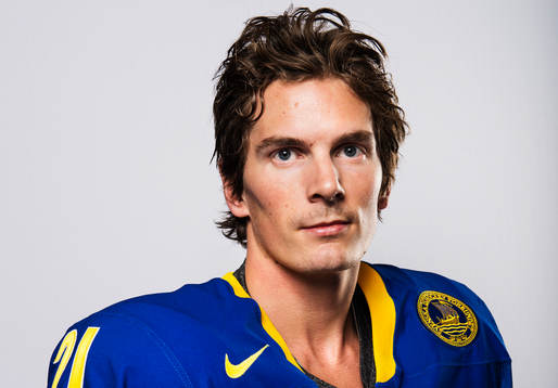 Under ishockey-VM så poserar Loui Eriksson, Sverige, för