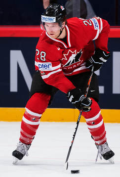Kanadas Claude Giroux i matchen mellan Kanada och Danmark