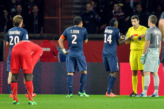 Expulsion Thiago SILVA - 05.05.2013 - PSG / Valenciennes -