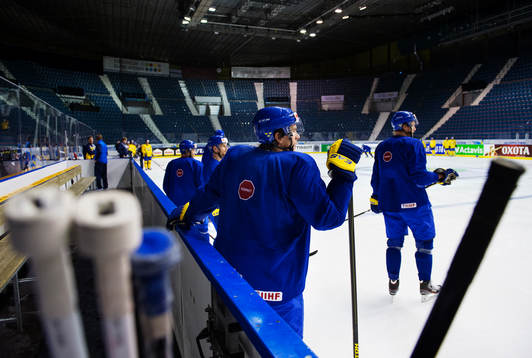 Loui Eriksson står vid båset