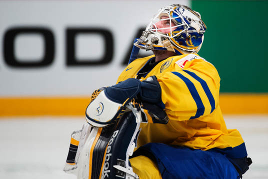Jhonas Enroth i matchen mellan Sverige och Vitryssland
