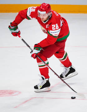 Vitrysslands Konstantin Koltsov i matchen mellan Sverige